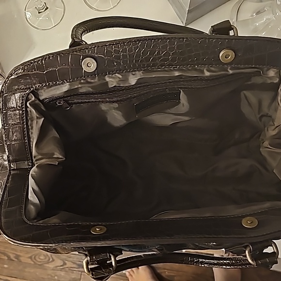 Worthington Dark Chocolate Crocodile (Faux Leather) Satchel, Double Handles, Lin - Picture 10 of 10